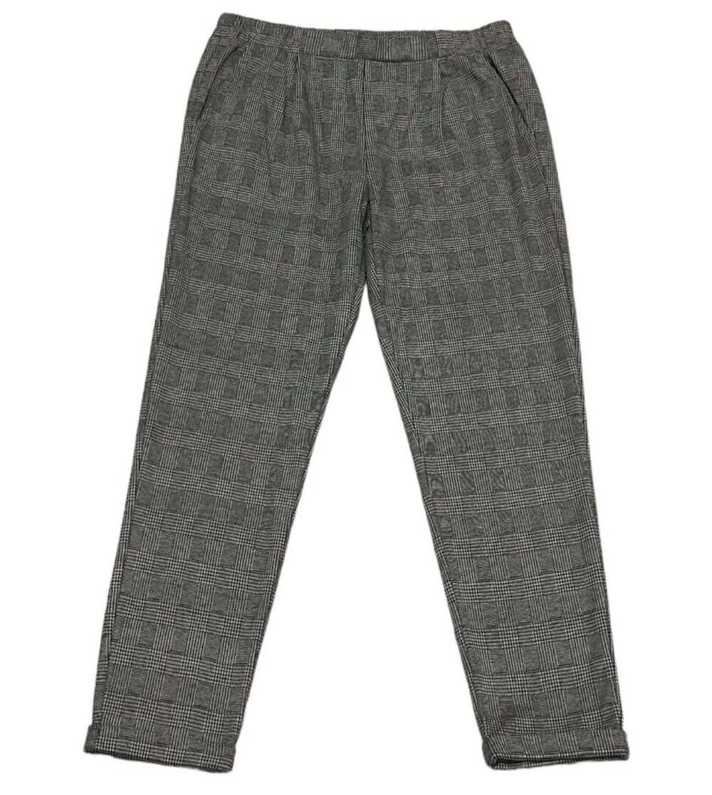 Streetwear Society Women's Gray Plaid Stretch Pull-On Tapered Ankle Pants